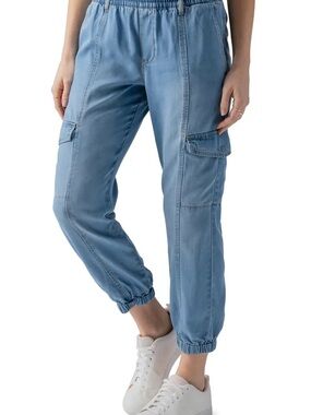 Sanctuary Light Blue denim  chambray Cargo Joggers